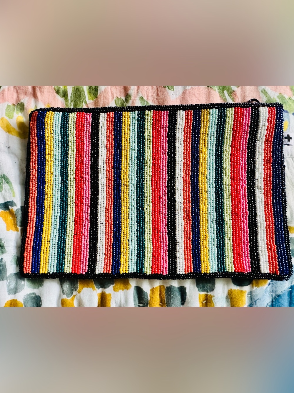 INK+ALLOY Beaded Striped Clutch Bag Multicolor